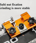 Portable Hand Crank Chainsaw Sharpening Tool With Five Titanium Diamond Bits For Quick Sharpening Revives Dull Chains In Seconds Compatible With Hand Crank Or Electric Drill Durable Sharpening Fixture showcasing the multi nut fixation feature on a chain