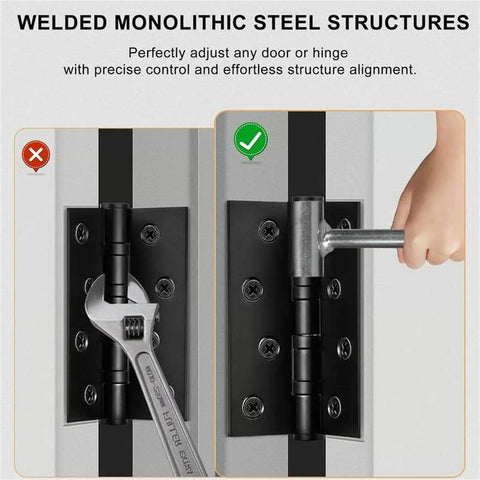 Door Hinge Adjustment Tool For Precise Alignment And Smooth Operation Double Head Hinge Hole Wrench in use on a hinge