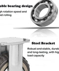 Close-up of a 6-inch heavy-duty swivel caster wheel with steel bracket and ball bearings.