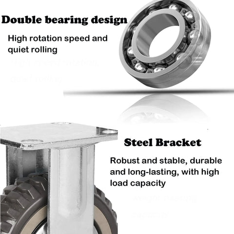 Close-up of a 6-inch heavy-duty swivel caster wheel with steel bracket and ball bearings.
