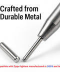 Close-up of Hinge Pin Repair Kit For Zippo Lighters 2003 And Later, showing metal hinge pin and installation tool.