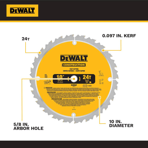 Heavy Hitter 10 Inch Contractor Table Saw With Durable Rolling Stand And Precision Rack Pinion Fence System For No Fuss Assembly And Effortless Wood Cutting All Week Long blade with 10 inch diameter and 24 teeth.