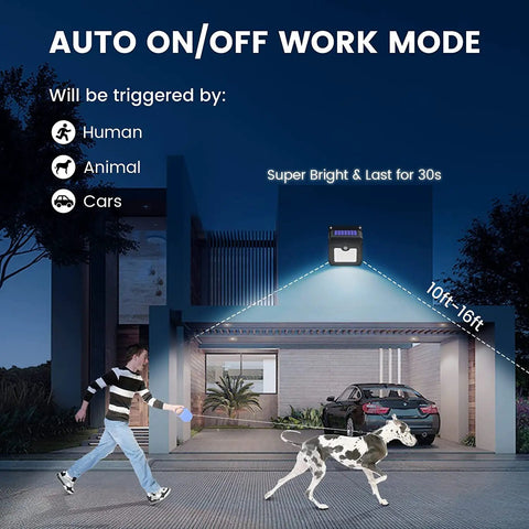 Solar Motion Sensor Security Lights Outdoor Wall Mount Waterproof Wireless 28 LED 4 Pack For Garden Backyard Back Door Steps Fence Deck Yard Driveway No Fuss Install All Weather Illumination