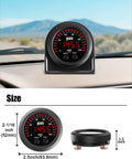 Digital oil pressure gauge kit with red LED display for cars showing 145.5 PSI against a scenic landscape.