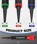 Three-Piece Nail Punch Set with Color Coded Nail Setters and Shock Absorbing Grip showing 1/32, 1/16, and 3/32 inch sizes