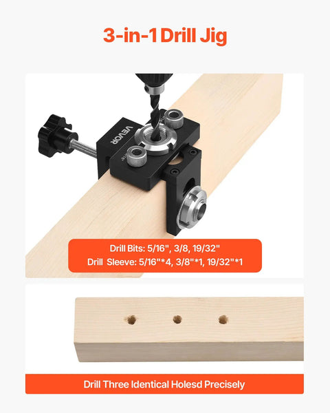 Pocket Hole Jig Kit For Woodworking Adjustable M4 Joinery System Pro Grade Aluminum Jig With Wood Guides Angle Tool Drill Bit Hex Key And Screws For DIY Carpentry Projects