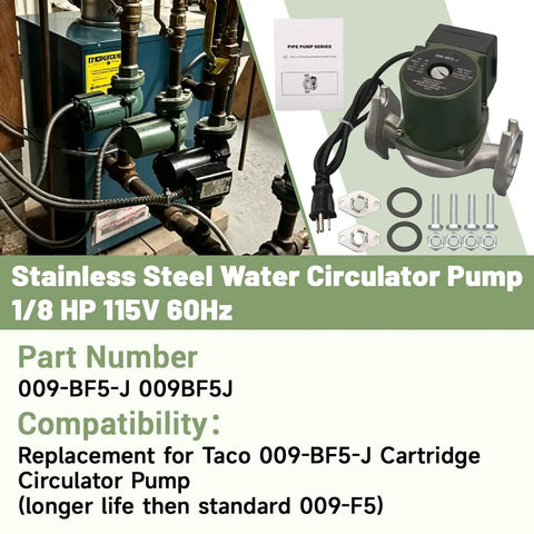Top Shelf Heavy Duty 1/8 HP Circulator Pump, All Stainless Steel Body, installed with connections and accessories.