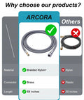 Heavy Duty Replacement Hose Kit Compatible With Moen Pull Down Kitchen Faucet Part 150259 features a braided nylon hose, 68 inches long.