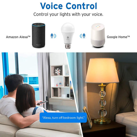 Smart LED Light Bulb That Plays Nice With Alexa Google Home And IFTTT No Hub Required 4 Pack 9W 60W Equivalent 806 Lumens 2700K