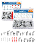 EilxMag grease fittings assortment kit, 435-piece SAE & metric zerk fittings with caps and wrenches