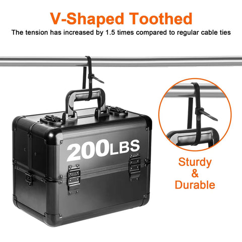 Tough As Nails 12 Inch V Shaped Toothed Double Sided Cable Ties With 200 Lbs Tensile Strength for Indoor Outdoor Use