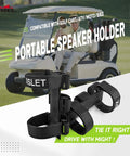 Heavy Duty Portable Speaker Mount With Adjustable Straps For Golf Cart Atv Motorcycle And Bike, black straps on a golf cart.