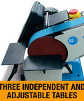 Heavy Duty Benchtop Belt And Disc Grinder Featuring A Badass 2 X 40 Inch Sanding Belt And 6 Inch Grinding Wheel with adjustable tables