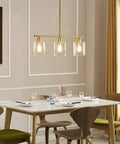 Rustic Industrial 3 Light Pendant Chandelier With Clear Glass Shades In Gold Finish Dope Modern Farmhouse Ceiling Fixture