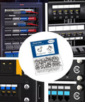 Heavy Duty M6 X 16Mm Rack Mount Screws And Cage Nuts, 45 Piece Solid Hardware Kit For Server Cabinets And Router Shelves, Square Hole Fasteners, No Sweat Rack Install, Silver, shown in installation.
