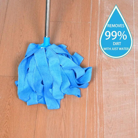 Blue Microfiber Mop Head Refill Fits Acme Three Quarter Thread Screw On, Three Pack Replacement Mop Heads cleaning wood floor