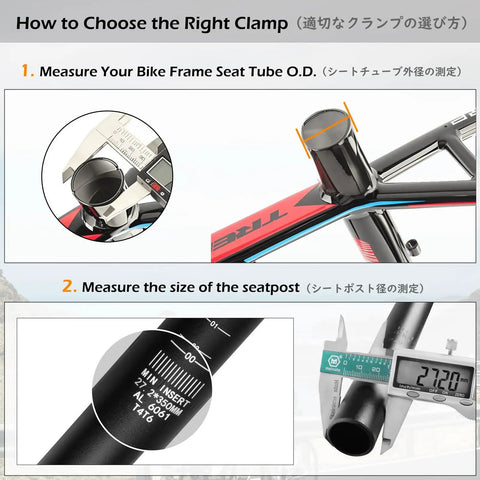 Diagram showing how to measure bike frame seat tube for Beefy Aluminum Bike Seat Post Clamp With Quick Release Fits 28.6mm 31.8mm And 34.9mm.