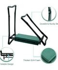Gardening Kneeler Folding Seat 2 In 1 Grab And Go Garden Bench with thickened EVA foam and sturdy steel frame, foldable design.