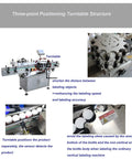Heavy Duty Automatic Round Bottle Labeler With Quick Turntable And Smart Touchscreen Controls For Flawless Wrinkle Free Packaging And Hassle Free Operation Up To 3 Inch Bottles showing turntable structure and product positioning.