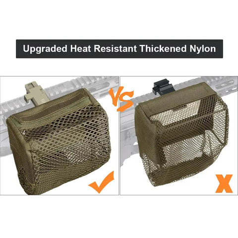 Comparison of Heat Resistant AR Brass Catcher Net With Quick Release Zipper And Dual Picatinny Mounts, Thickened Nylon Frame.