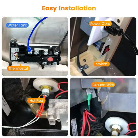 RV Electric Water Heater Hybrid Kit Converts Propane To 120V Power 6 Gallon Capacity installation showing components and wiring