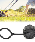 Heavy Duty Sprayer Tank Drain Covers With Secure Tether And Quick Emptying Threaded Caps Fits Most Sprayers No Fuss Mud Proof Design For Seasonal Storage And Post Application Rinse With Corrosion Resistant Threads in front of a lawn mower on grass