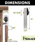 Dimensions of Mini Brushed Nickel Sliding Door Hardware Kit Non Bypass For Two Doors With 60 Inch Flat Track And Classic Roller Design
