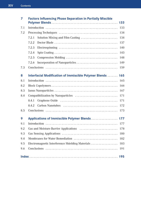 Table of contents from Process Induced Phase Separation In Polymer Blends A Down To Earth Guide To Materials Characterization