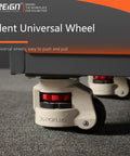Close-up of silent universal wheel on heavy duty mobile tool cart storage organizer on wheels for CNC tools drill bits screws and small parts cabinets and racks for warehouses and machining centers.