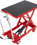 Heavy Duty Hydraulic Lift Table Cart 500 Lb Portable Scissor Platform With Pump For smooth material handling, raised view.