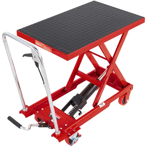 Heavy Duty Hydraulic Lift Table Cart 500 Lb Portable Scissor Platform With Pump For smooth material handling, raised view.
