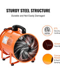 Beefy Portable Industrial Air Mover With Flexible Ducting And 10 Inch Blower For Extraction And Ventilation 1948 CFM High Velocity
