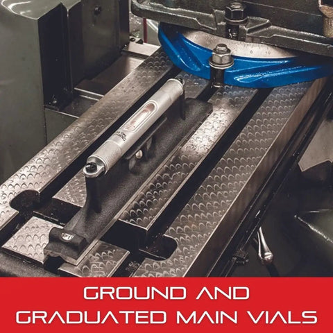 Machinists Level With Ground And Graduated Main Vial, 4 Inch Pro Grade Precision Tool, adjustable vials, knurled side knob