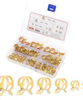 60 Piece Hose Clamp Kit With 6 Sizes For Fuel Lines Vacuum Lines Silicone Tubing Hoses And Water Lines The Go To Universal Car Accessory Set For Cars Trucks Motorcycles And Boats, displayed in an open plastic case.
