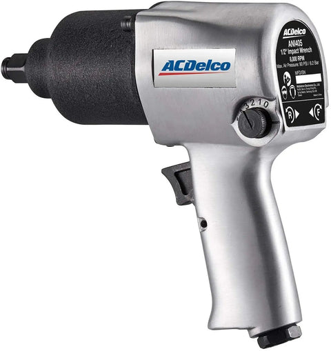 One Half Inch Air Impact Wrench With Five Hundred Foot Pounds Max Torque At Ninety PSI Twin Hammer Heavy Duty Pneumatic Tool
