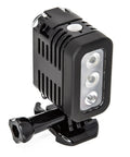 Compact black Forty Meter Waterproof LED Underwater Dive Light For GoPro And Other Sized Action Cams, 3-LED wide angle beam