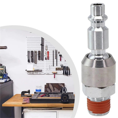 360 Degree Rotary Union Air Joint For Pneumatic Tools And Air Compressors Leakproof 360 Rotation Connector No Tangling Design High Flow Pneumatic Coupling For Hoses And Your Workshop Gear, silver metal air joint