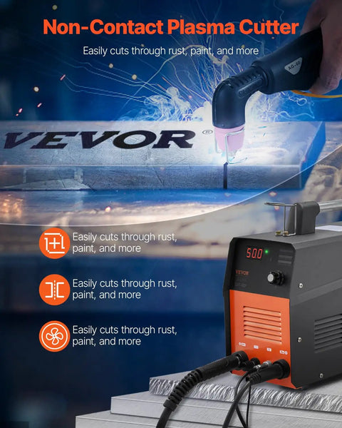 Pro Spec 50 Amp Plasma Cutter With Non-Touch Pilot Arc Torch, Dual Voltage 110V And 220V IGBT Inverter cutting through metal.