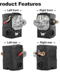 Four Port Air Compressor Pressure Switch Replacement Control NPT Quarter Inch 95 to 125 PSI 20A uses four-port design