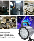 Flex Arm Led Shop Light 24V 18W For Wood Lathe And Drill Press Flicker Free Killer Brightness Solid Build close-up on machine work.