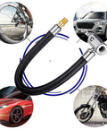 Sick Car Tire Inflator Hose Pump Adapter With Brass Universal External Threads Fits Bikes Electric Rides And Cars Durable Reinforced Rubber Braided Featuring Twist Lock Chuck Design Keeps Air Pressure Locked In Solid Build No Hassle black braided hose with brass fittings for car, bike, and motorcycle inflation