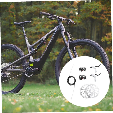 Top Tier Bike Disc Brake Rotors One Set Lightweight Aluminum Construction, mountain bike with installed components.