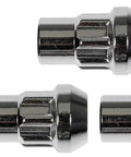 Keep Your Ride Locked Down With These Snag Proof Chrome Acorn Wheel Nut Locks And Keyed Security Set Featuring Half 20 Thread Heavy Duty Steel constructed acorn wheel nut locks on a white background.