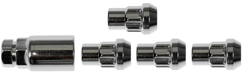 Keep Your Ride Locked Down With These Snag Proof Chrome Acorn Wheel Nut Locks And Keyed Security Set Featuring Half 20 Thread Heavy Duty Steel constructed acorn wheel nut locks on a white background.