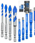 Diamond Tile Drill Bit Set With Hex Shank, 10 Piece Kit For Ceramic, Glass, Porcelain, Marble And Granite, Includes Two 6Mm Bits And One Each Of 8Mm, 10Mm, 12Mm, With Cooling Wax For Clean, Precise Holes