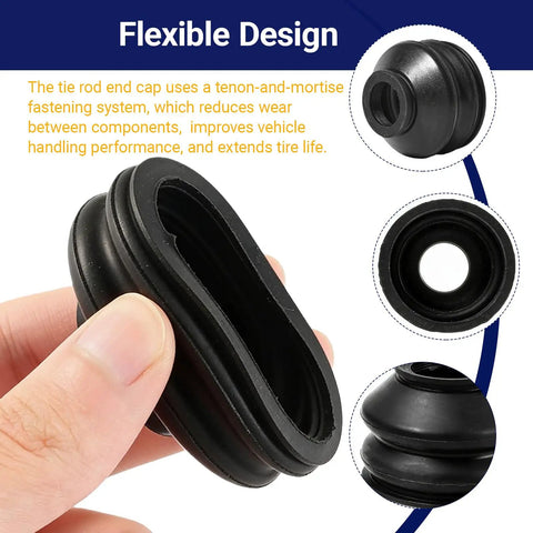 14 Piece Automotive Tie Rod End Boots Kit With Ball Joint Rubber Boots Universal Dust Cover For Tie Rod Accessories Tough As Nails Durable Black Rubber High Temp Wear Resistant Fits Most Vehicles black rubber boot held by hand