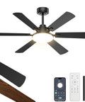 52 Inch Ceiling Fan With Lights Six Double Sided Blades Ultra Quiet Reversible DC Motor Remote And App Control