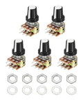 Dual Channel B50K Potentiometer Kit With 6 Pin Split Shaft Rotary Potentiometers For Audio Volume Control, White, and nuts