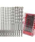Pro Edge 14-piece masonry drill bit set, carbide tips, 5/32–1/2 in, with shockproof hex shanks in red storage case