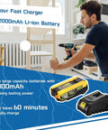 Man using Brushless Cordless Drill Kit With 20V LiIon Power Two 2Ah Batteries 530 InLbs Torque Half Inch Keyless Chuck